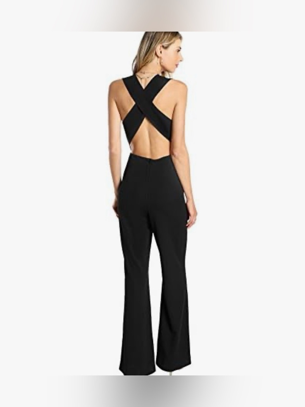 Women's Black Cross-Back Jumpsuit